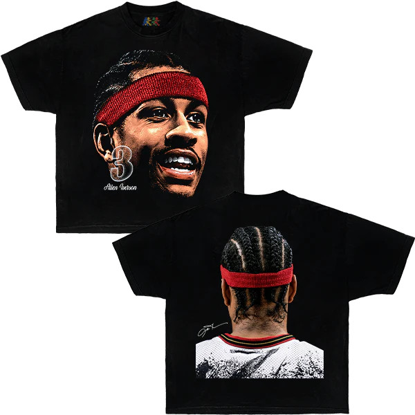 Allen Iverson Vintage Graphic T-Shirt Black 90s Basketball Streetwear Tee gallery
