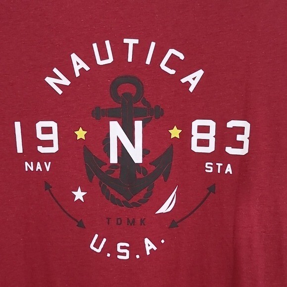*NEW* Nautica Red Graphic Long-Sleeve Shirt Nautical Beach Travel, size Medium gallery
