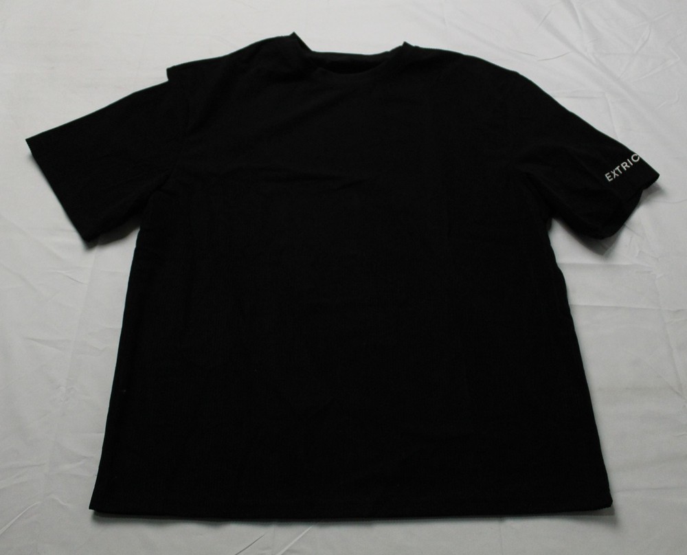 Shein Men’s Short Sleeve Crew Neck Ribbed Textured T-Shirt EG7 Black Large