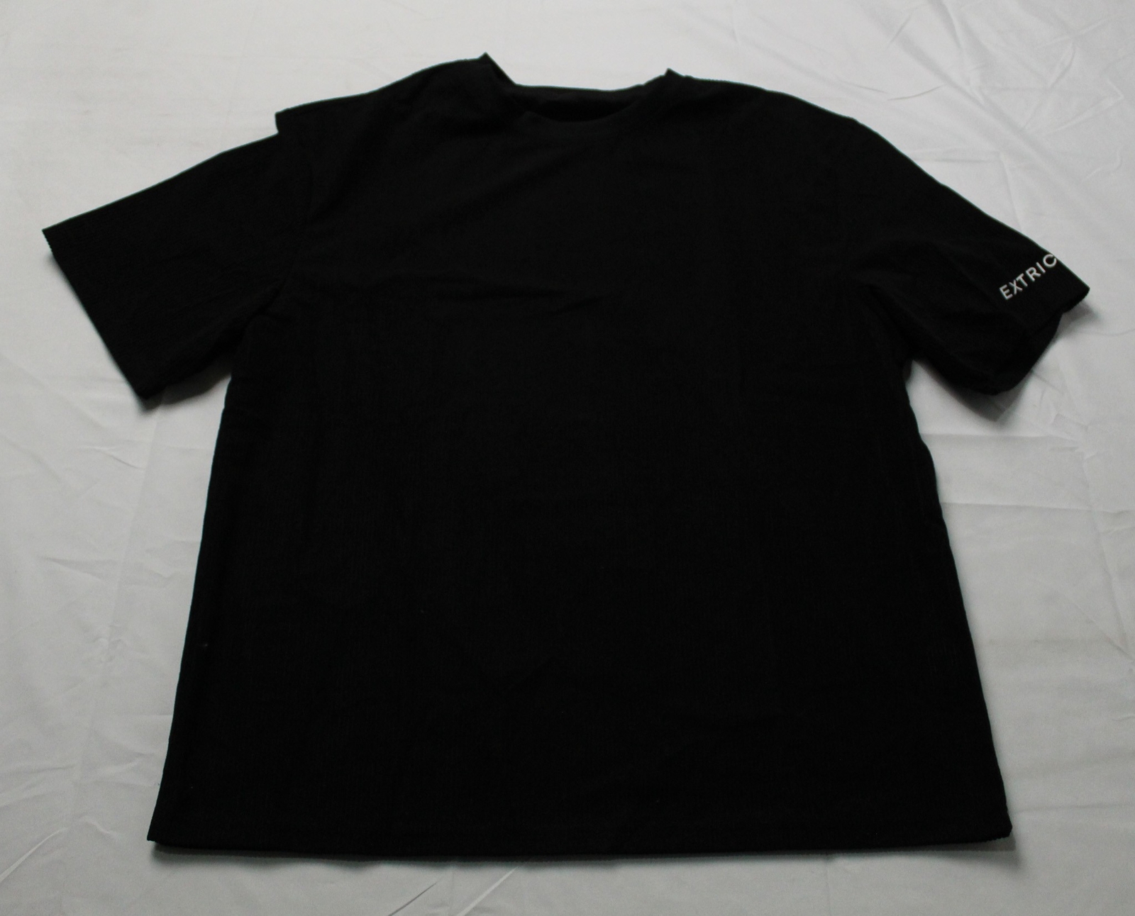 Shein Men’s Short Sleeve Crew Neck Ribbed Textured T-Shirt EG7 Black Large