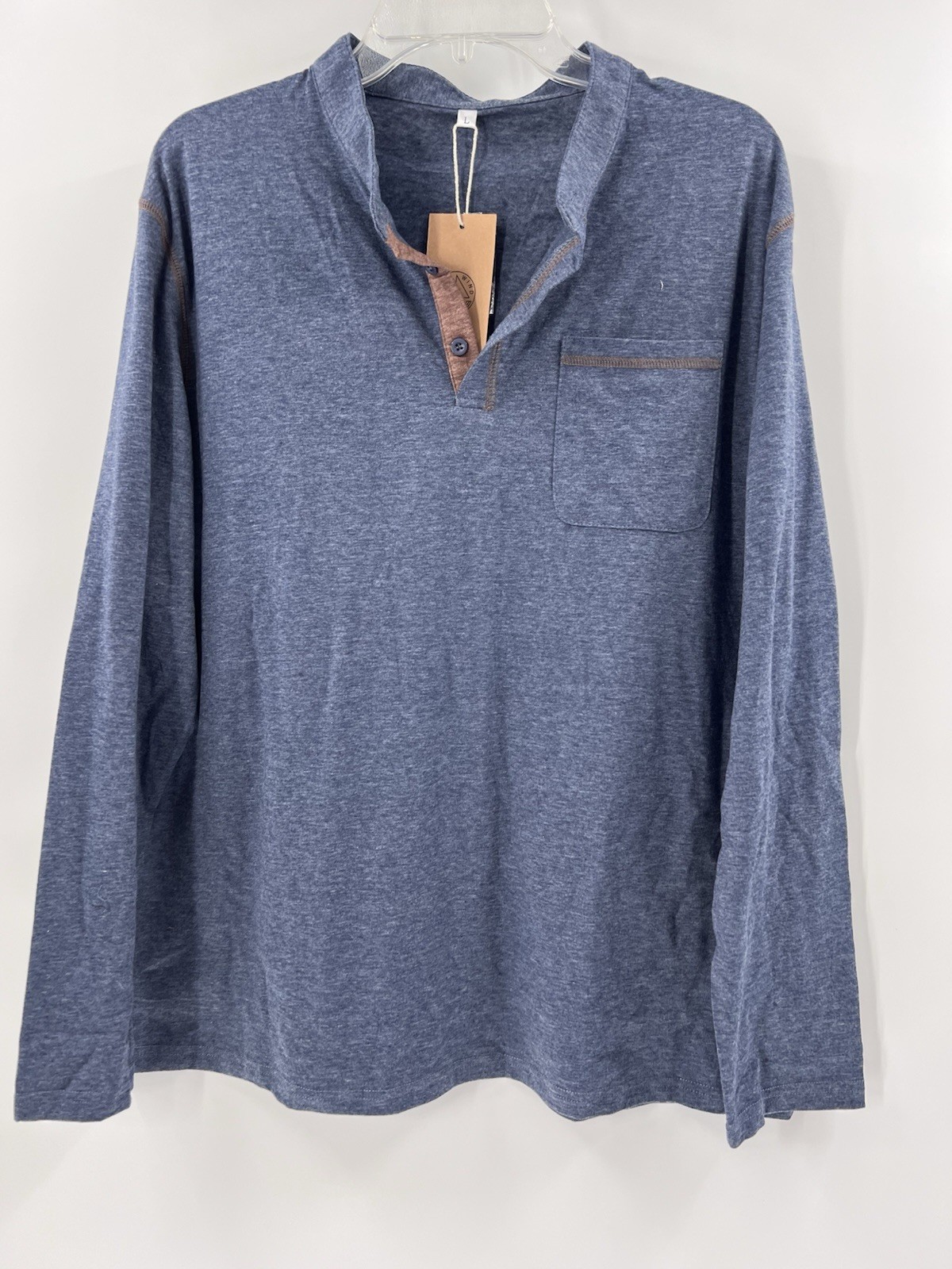 Sailwind Henley Shirts Long Sleeve Tops Pullover Button Cotton T-Shirt