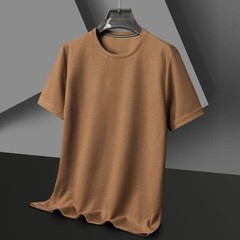 New Men Summer Waffle Round Neck Short Sleeve T-Shirt Breathable Stylish Gift