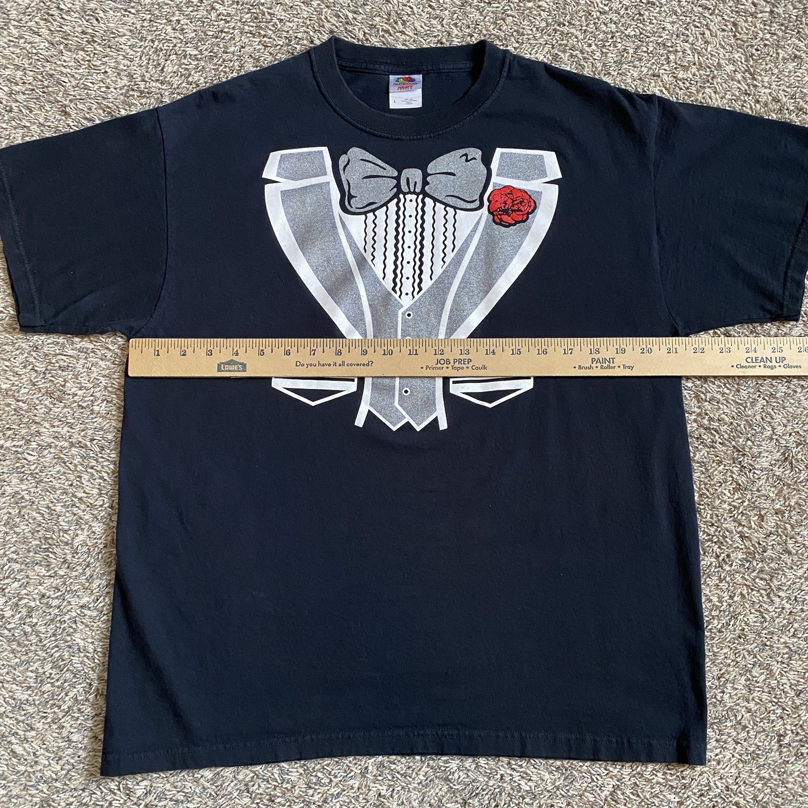 Vintage Tuxedo Bow Tie Novelty Formal Graphic Tee Shirt Black Men’s Size LARGE gallery