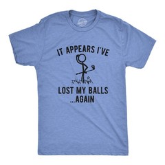 Mens It Appears I’ve Lost My Balls Again T Shirt Funny Golf Stick Figure Graphic