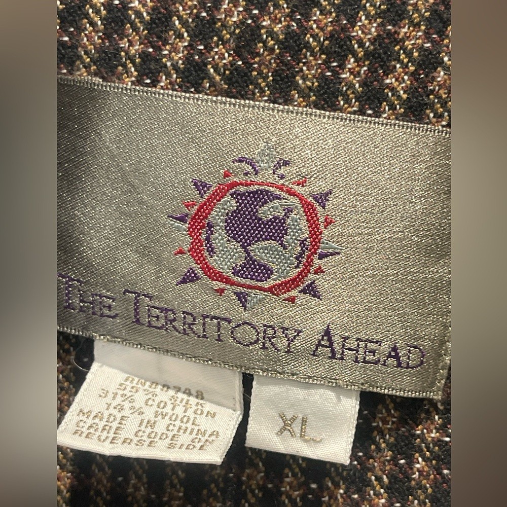 The territory ahead wool silk cotton blend houndstooth herringbone men shirt XL gallery
