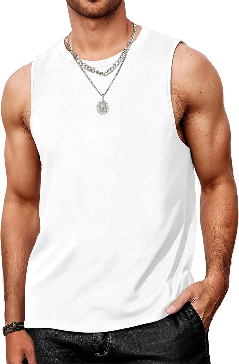 Men's Tank Tops Sleeveless Quick Dry Polyester Solid Color Summer Beach Sports gallery