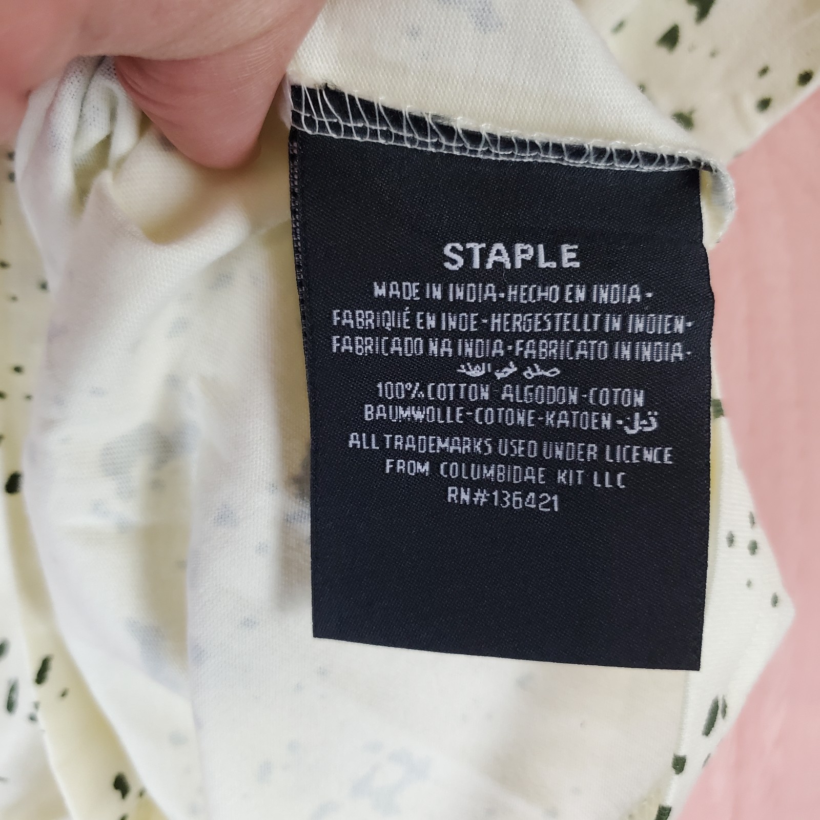 Staple Shirt Mens XS Cream Graphic Splatter Print Outdoor DVSN gallery