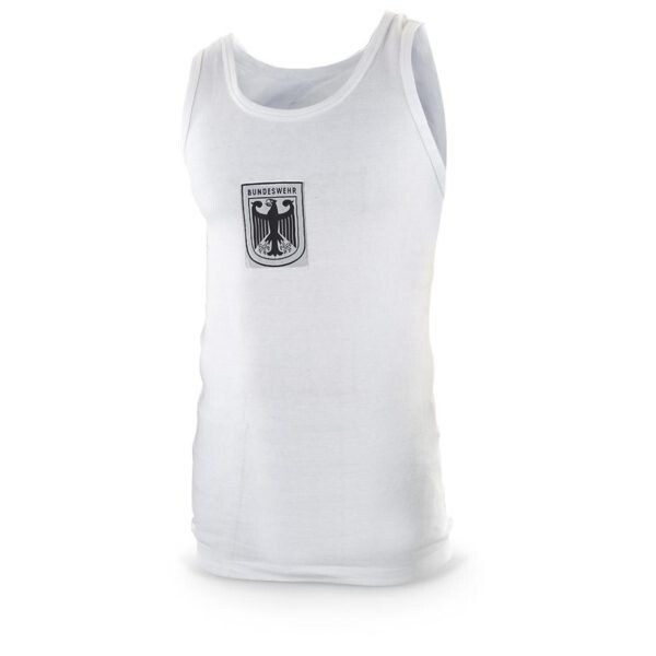 Authentic German Military Bundeswehr Vest Tank Top Jersey White w/ Patch Eagle
