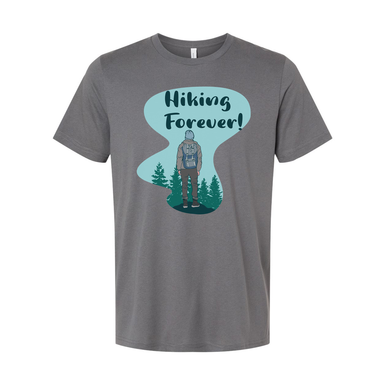 Unisex Hiking Forever Graphic T Shirt With Backpacker And Forest Scene Artwork F gallery