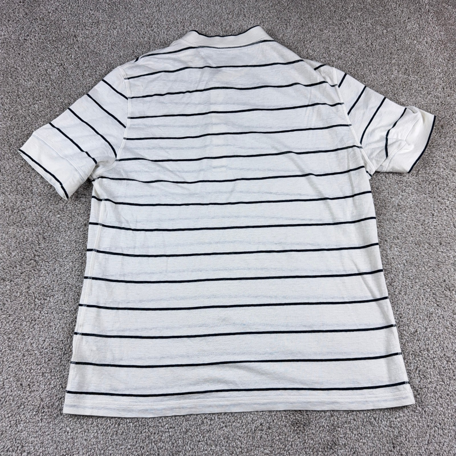 Brunello Cucinelli Shirt Mens Medium White Black Striped Cotton Linen Blend gallery