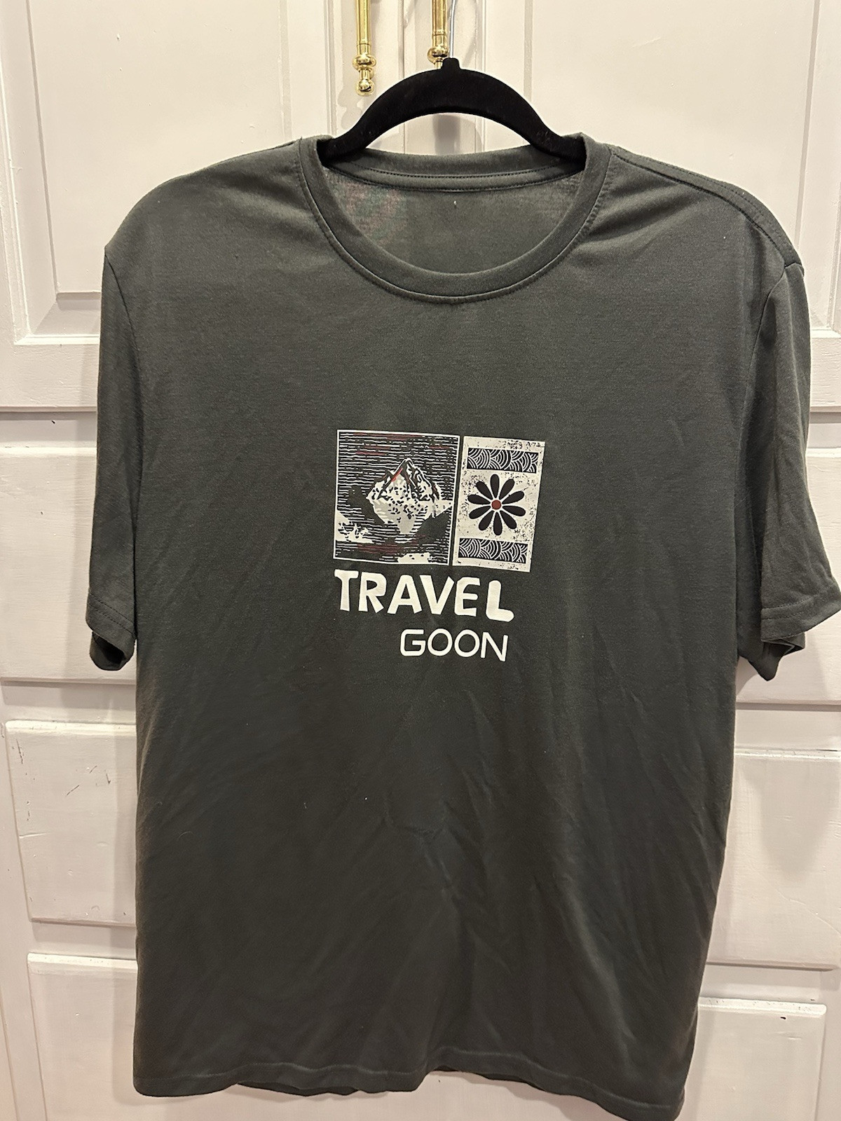 Travel Goon gray Short Sleeved Graphic T Shirt By Deotsy Large Drop Shoulder