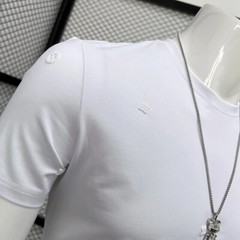 New Men Fashion Trendy Embroidery Summer Short Sleeve Luxury Cotton T-Shirt