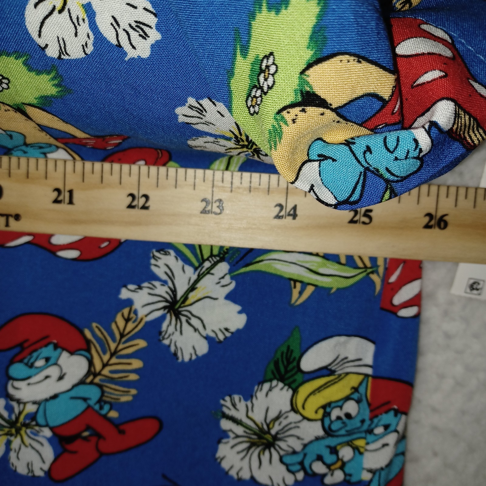 Smurfs Men's 2XL Tropical Hawaiian Graphic Dress Shirt Short Sleeves Blue (28D) gallery