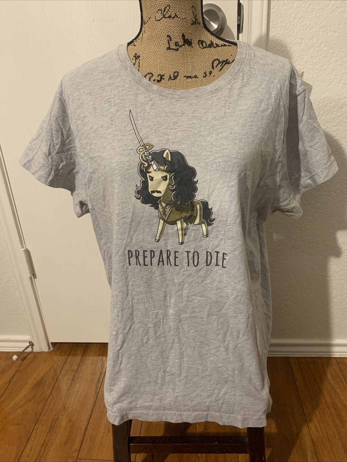 Teeturtle 2XXl Gray Unisex T Shirt Killer Unicorn Prepare To Die Gray 95% Cotton