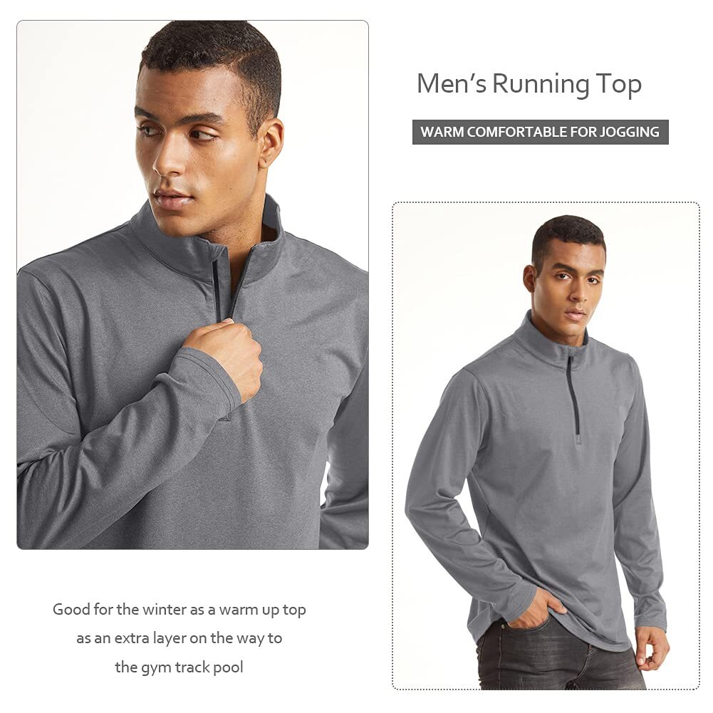 Mens Athletic Shirts Long Sleeve 1/4 Zip Lightweight Fleece Golf Active Pullover gallery