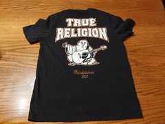 True Religion T Shirt Buddha Back Image Pocket Logo Size Medium Black
