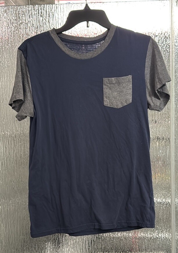 Men’s Blue And Gray Tshirt 18” P2P 25” Length Fade On Front See Pic Small