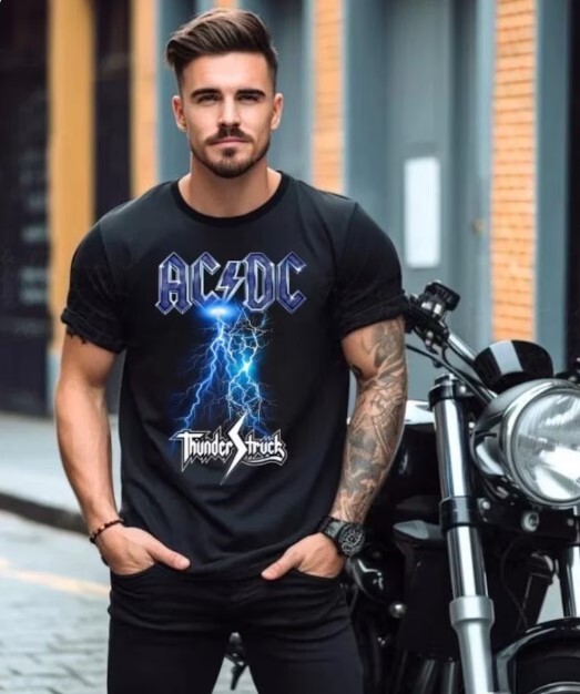 ACDC shirt thunderstruck, gift for classic rock lovers, hot. black gallery