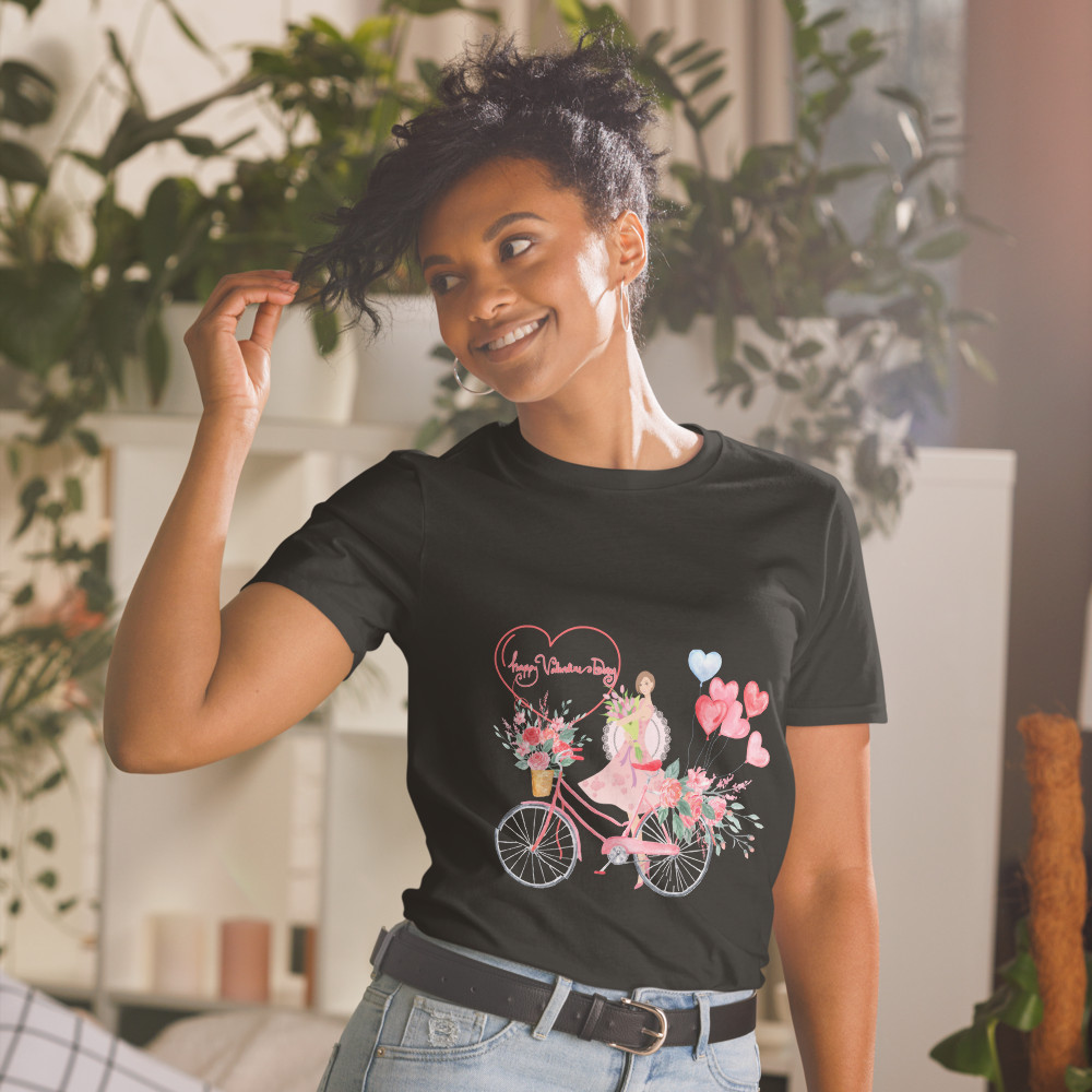 14 February Heart Day Holiday Happy Valentine's Day T-Shirt, Bicycle Love Gift gallery
