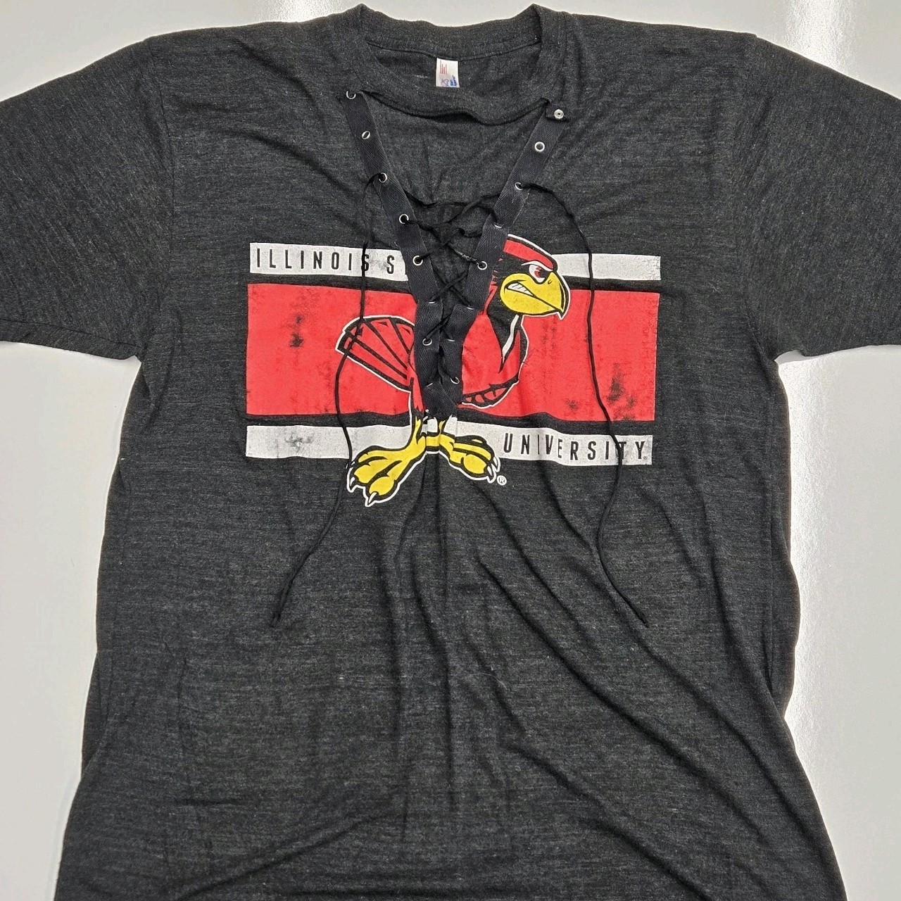 Vintage Illinois State University Redbirds Lace Up Short Sleeve Track Shirt