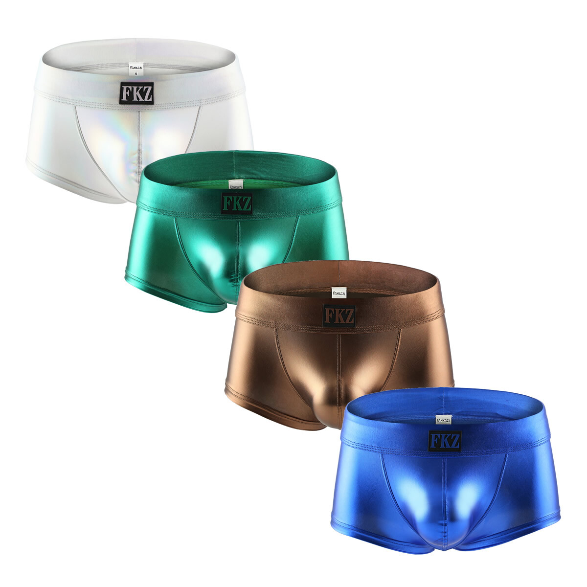 Mens Undershirts Shiny PU Leather Wet Look Short Sleeve Shirts Boxer Shorts Suit gallery