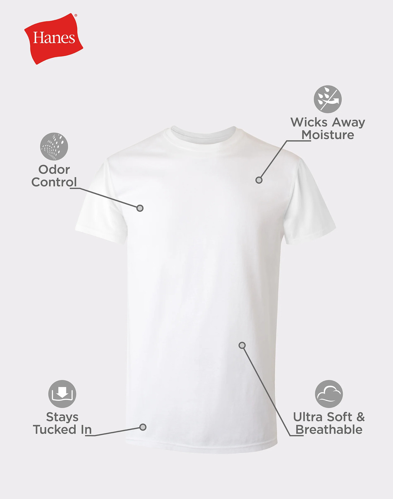 Hanes 3-Pack Men T-Shirt Tee Comfort Fit White Crew Neck Undershirt Short Sleeve gallery