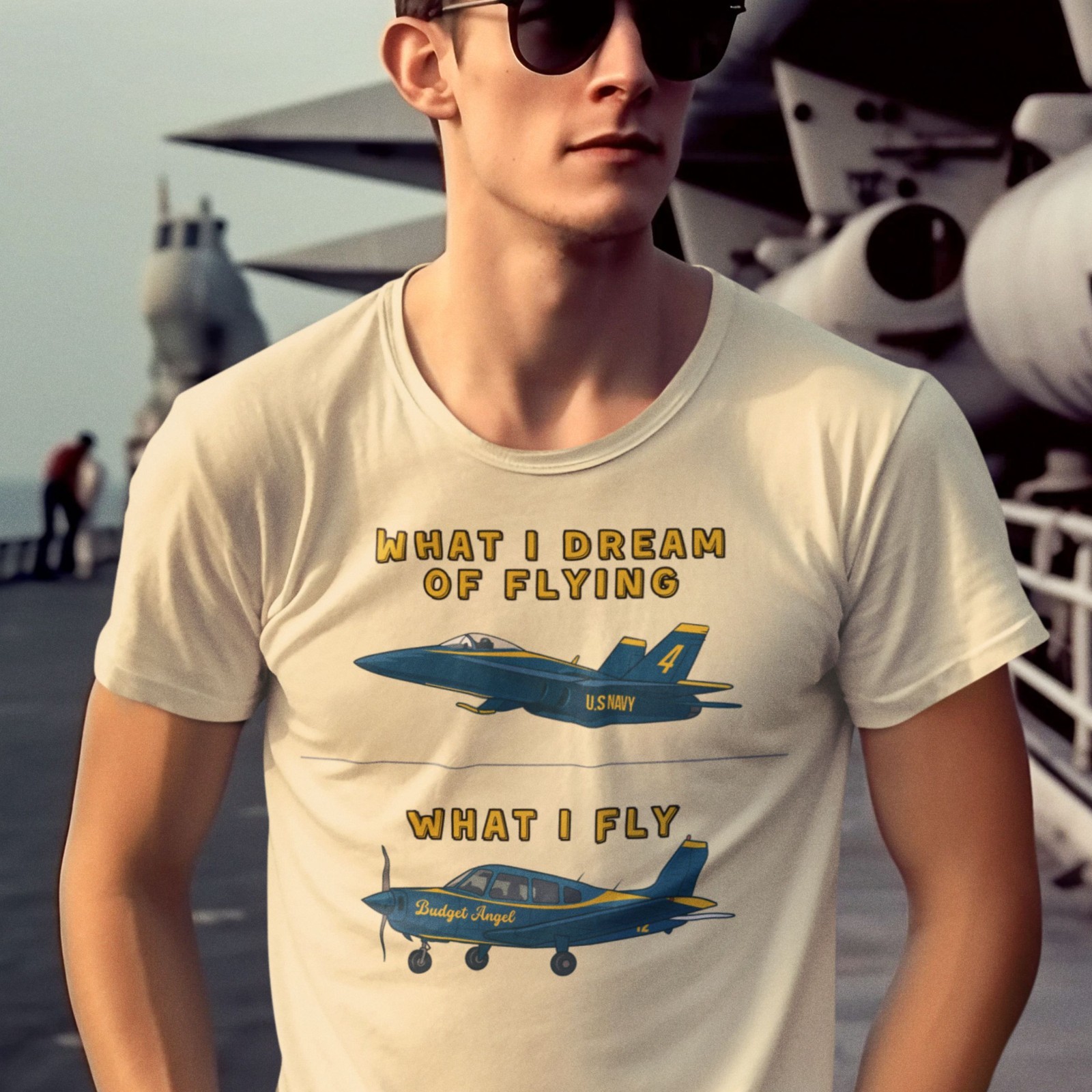 Budget Angel (Piper PA-28) Funny Aviation T-Shirt - The FlyGags Parody collectio gallery