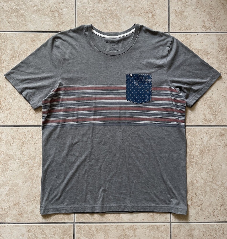 Travis Mathew Men’s Thirteen Below Golf Short Sleeve Stripe Pocket T-Shirt 2XL
