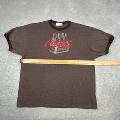Coca Cola Ringer t-shirt BROWN Red Logo Men’s SZ XXL 2X Bottles Retro COKE SODA