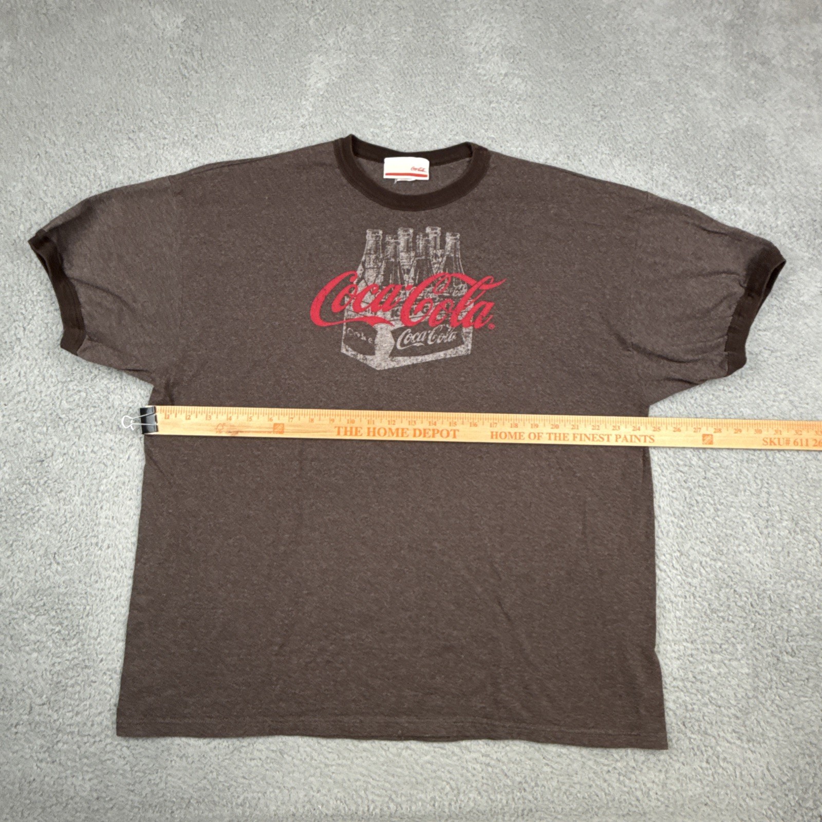 Coca Cola Ringer t-shirt BROWN Red Logo Men's SZ XXL 2X Bottles Retro COKE SODA gallery