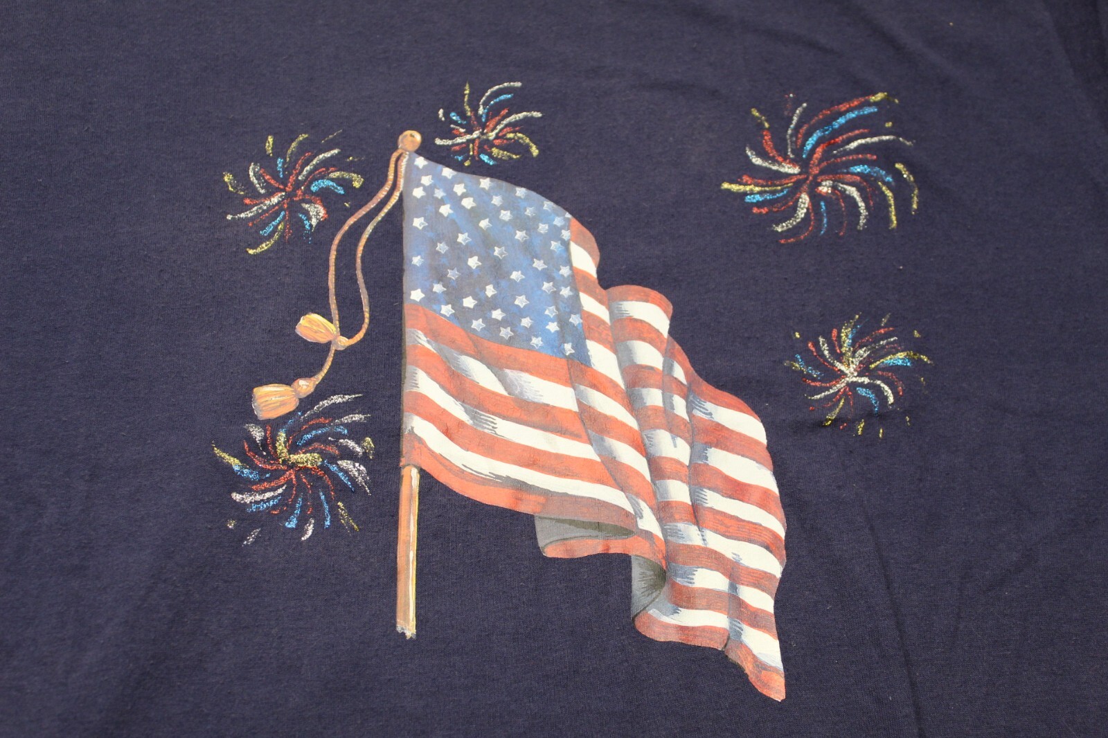 Vintage Jerzees Home Made Single Stitch Flaf Fourth Of July T Shirt Men's XXL gallery