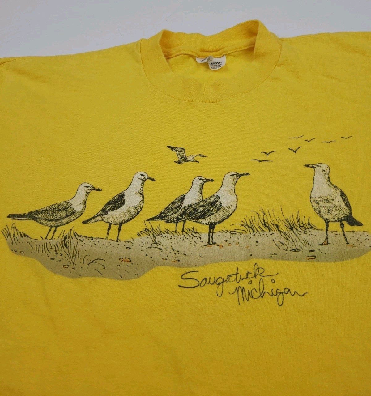 Vintage 80s Saugatuck Michigan Seagull Birds Art Print T Shirt USA Nature Animal gallery
