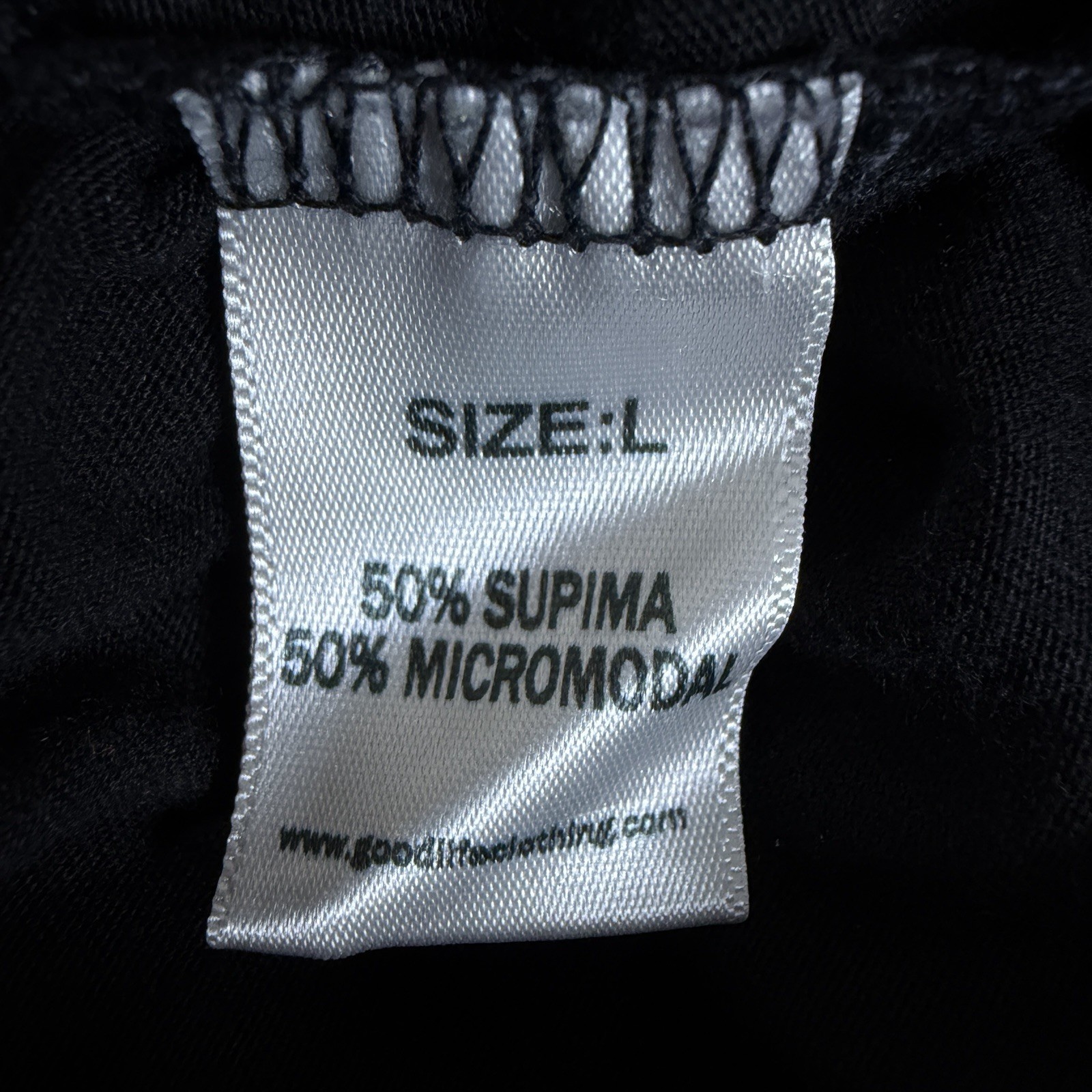 Goodlife Men L Long Sleeve Supima Cotton MicroModal Scallop Crew Shirt Black gallery