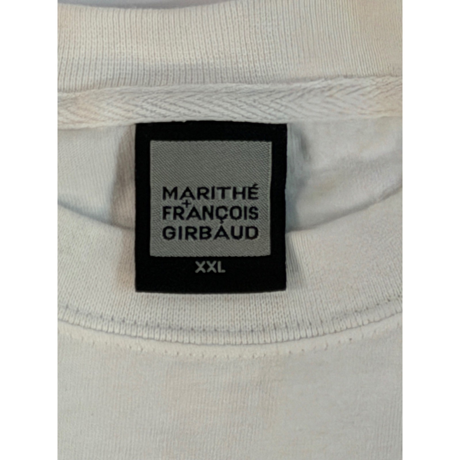 Marithe Francois Girbaud Mens White Graphic T-Shirt XXL Wave Square Print Tee gallery