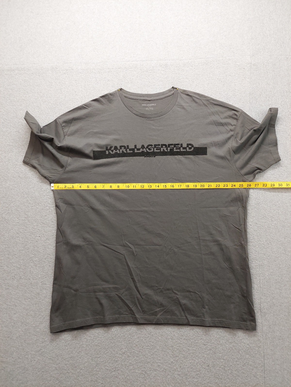 Karl Lagerfeld Men Shirt XXL Gray Crew Neck Short Sleeve Flat Front Outdoor Tee gallery