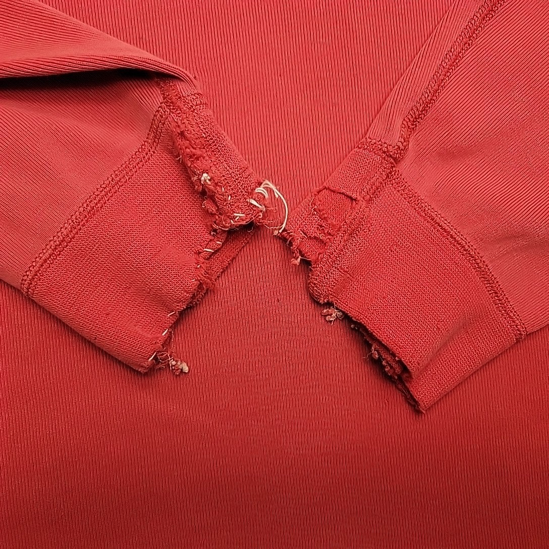 Vintage Eddie Bauer Henley Shirt Men L Red Ribbed Knit Distressed Grandpa Logger gallery