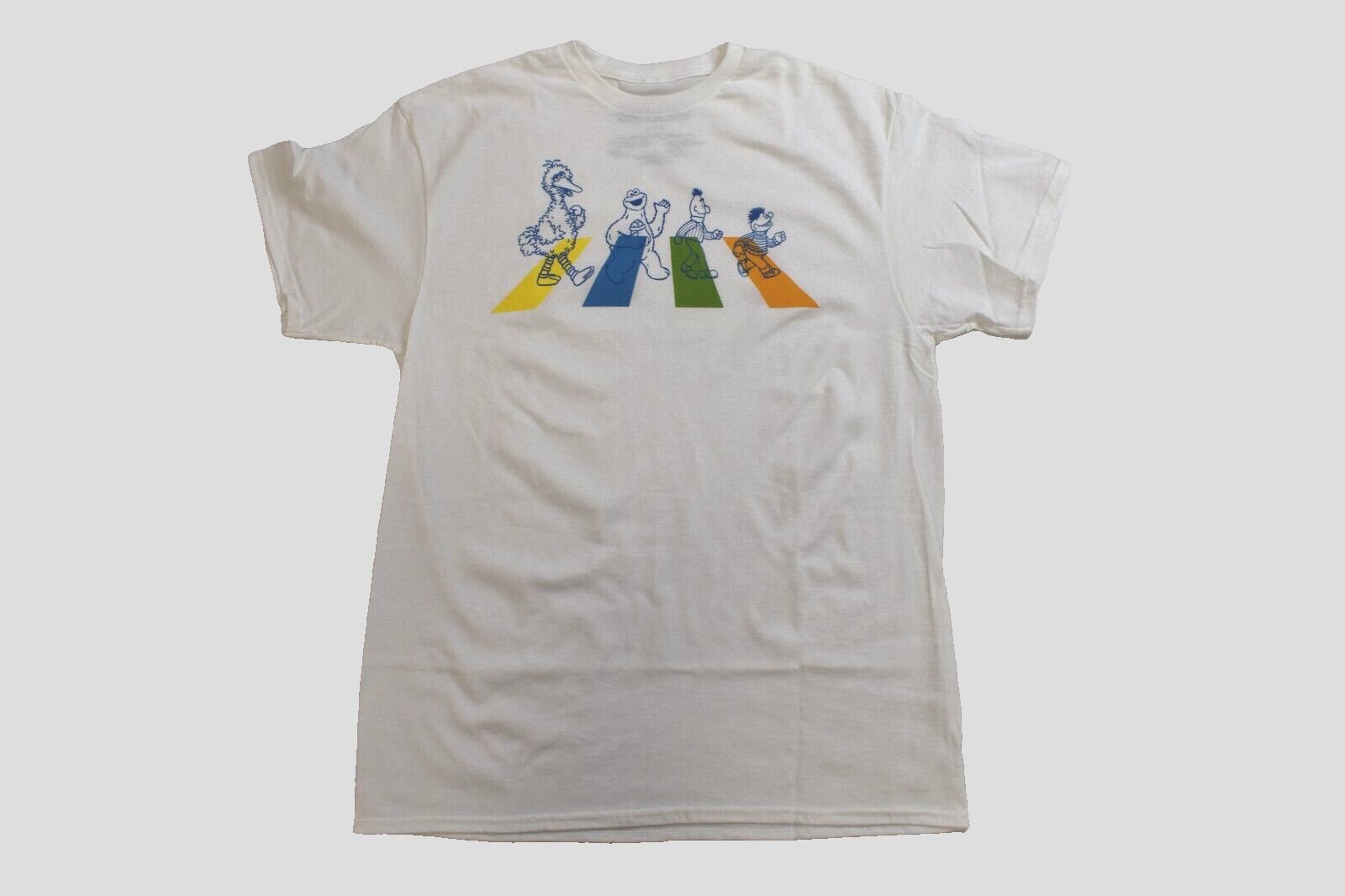 Sesame Street Mens Sesame Team Abbey Road Cross Spoof White Shirt NWT S-XL