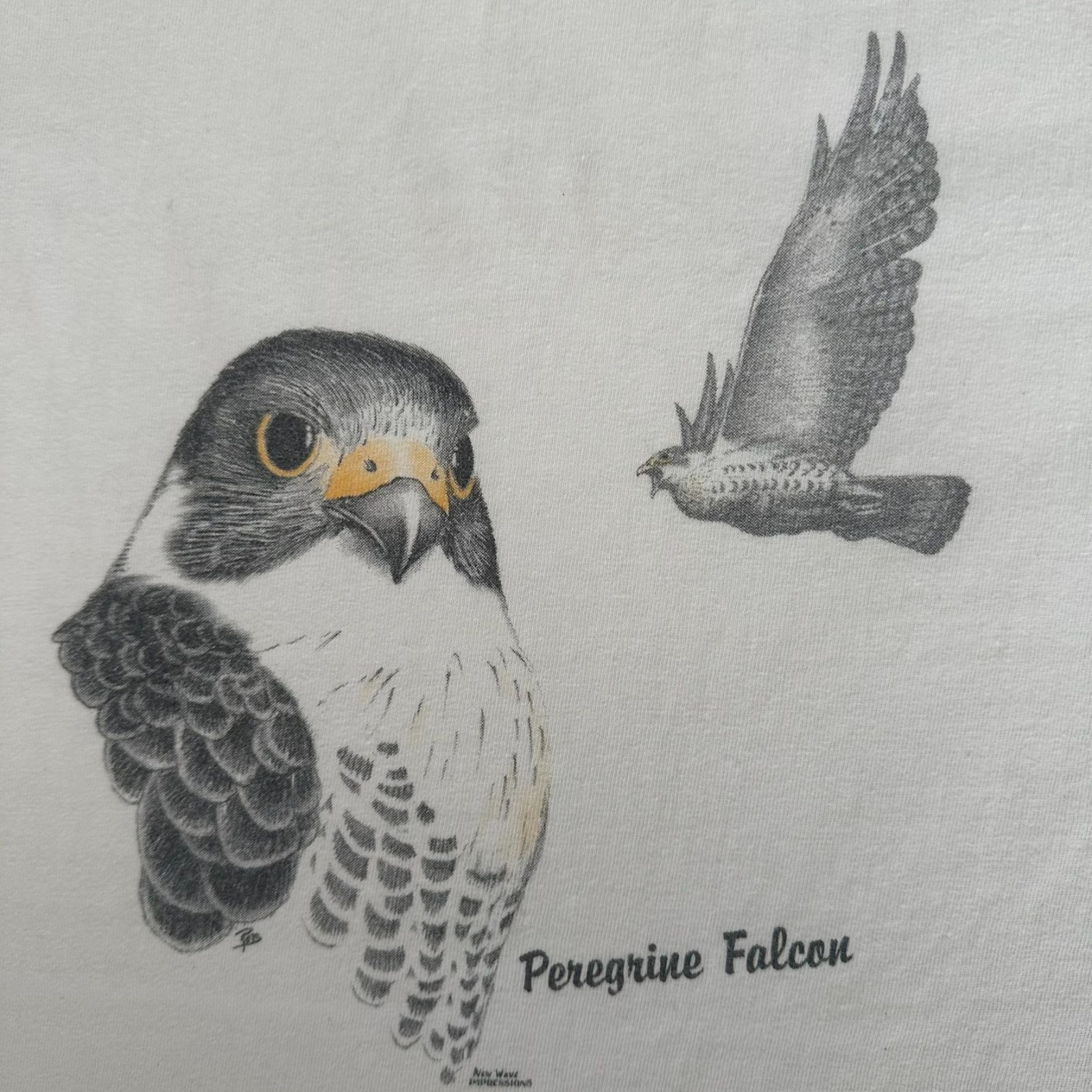 Vintage 90s Peregrine Falcon Wildlife Refuge T-Shirt White Nature Animals Bird gallery