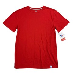 Russell Mens Essential Dri-Power Solid Crewneck Short Sleeve T-Shirt Red M