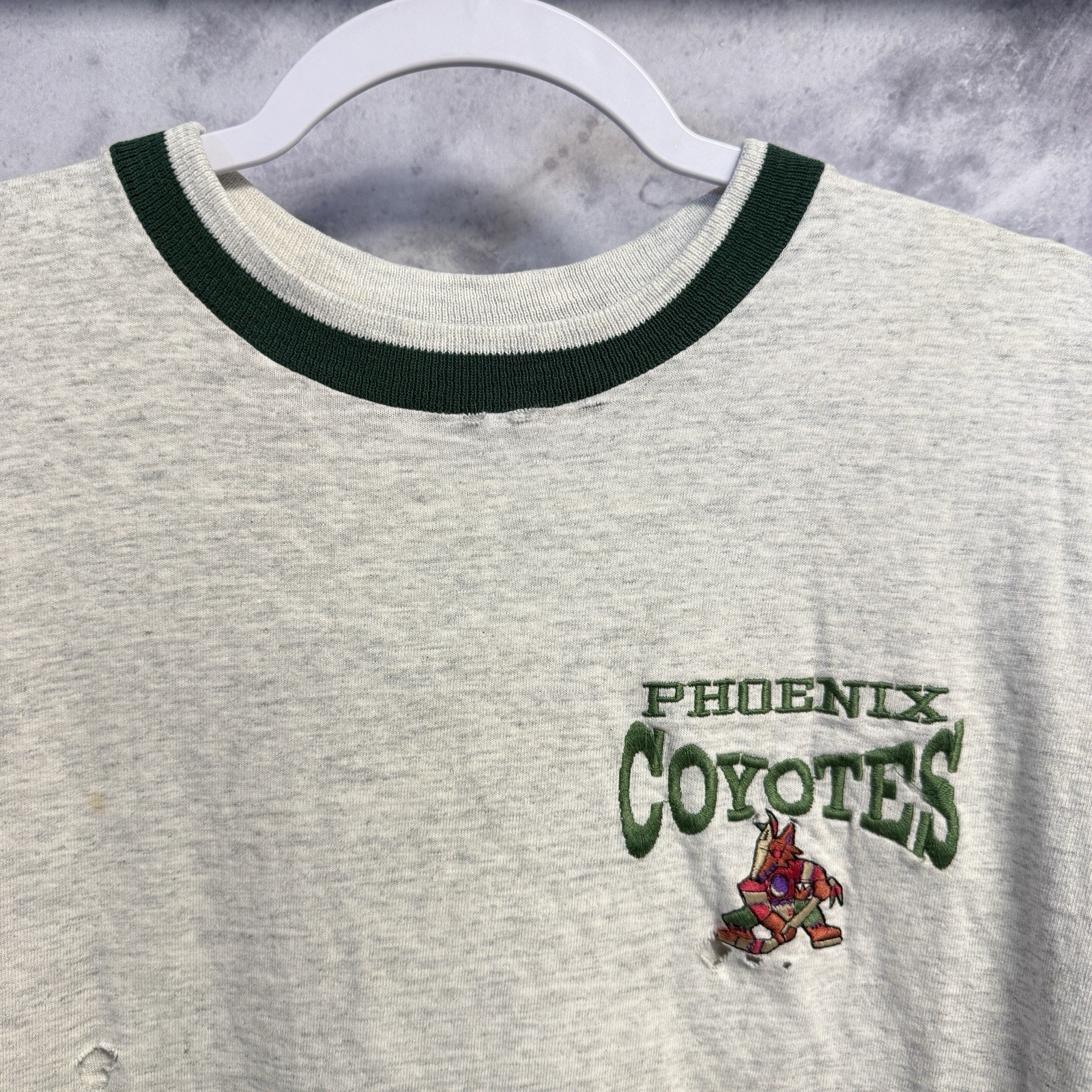 Vintage 90s Phoenix Coyotes T Shirt Mens 2XL Gray NHL Embroidered Legends
