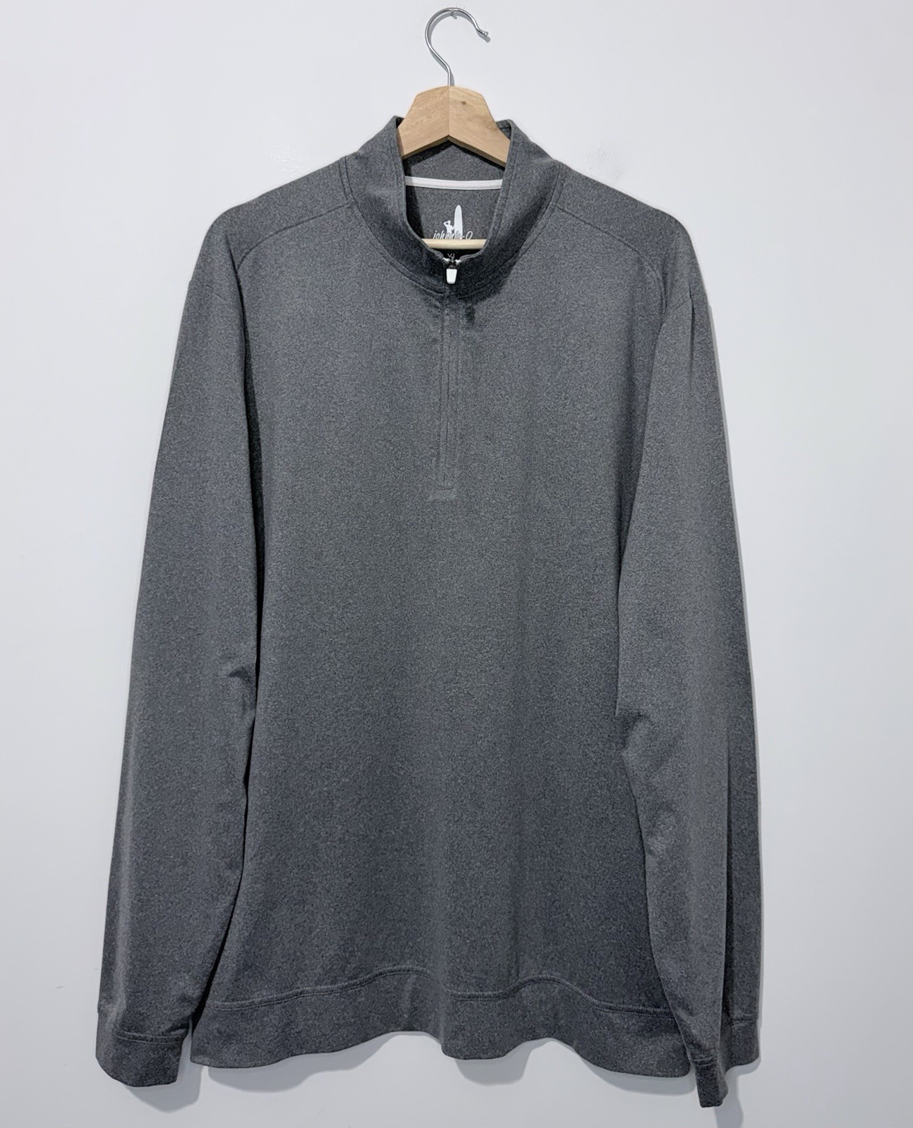 Johnnie O Mens Pullover XL Heather Gray 1/4 Zip Mock Neck Lightweight Logo