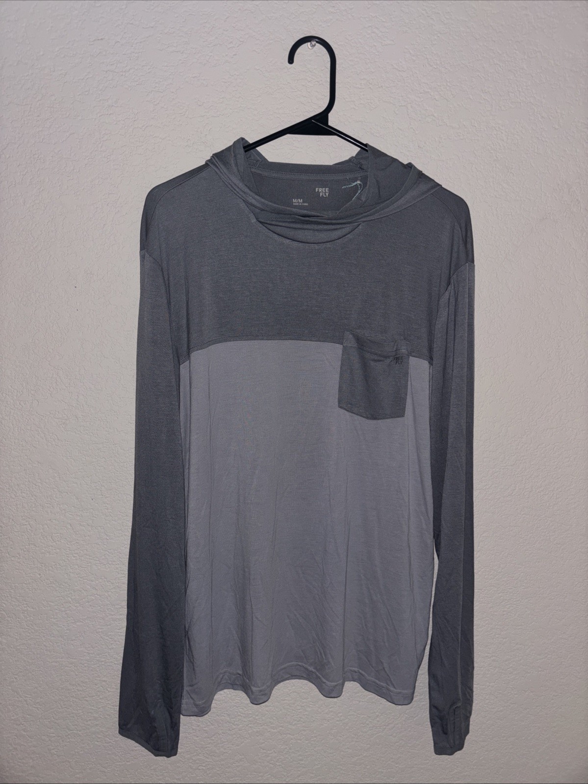 Free Fly Bamboo Hybrid Hoodie Mens Medium Slate Aspen Grey Sun UPF 50+ NWT
