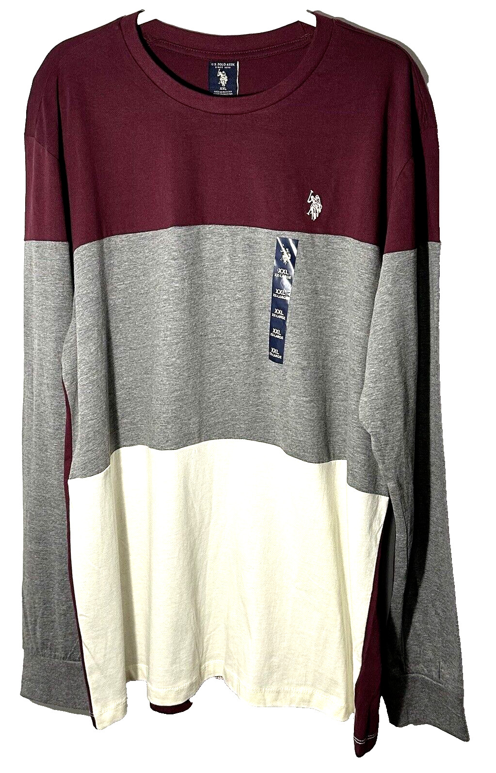 U.S. POLO ASSN Shirt Men’s Size XXL Colorblock Embroidered Cotton Crew Long SL