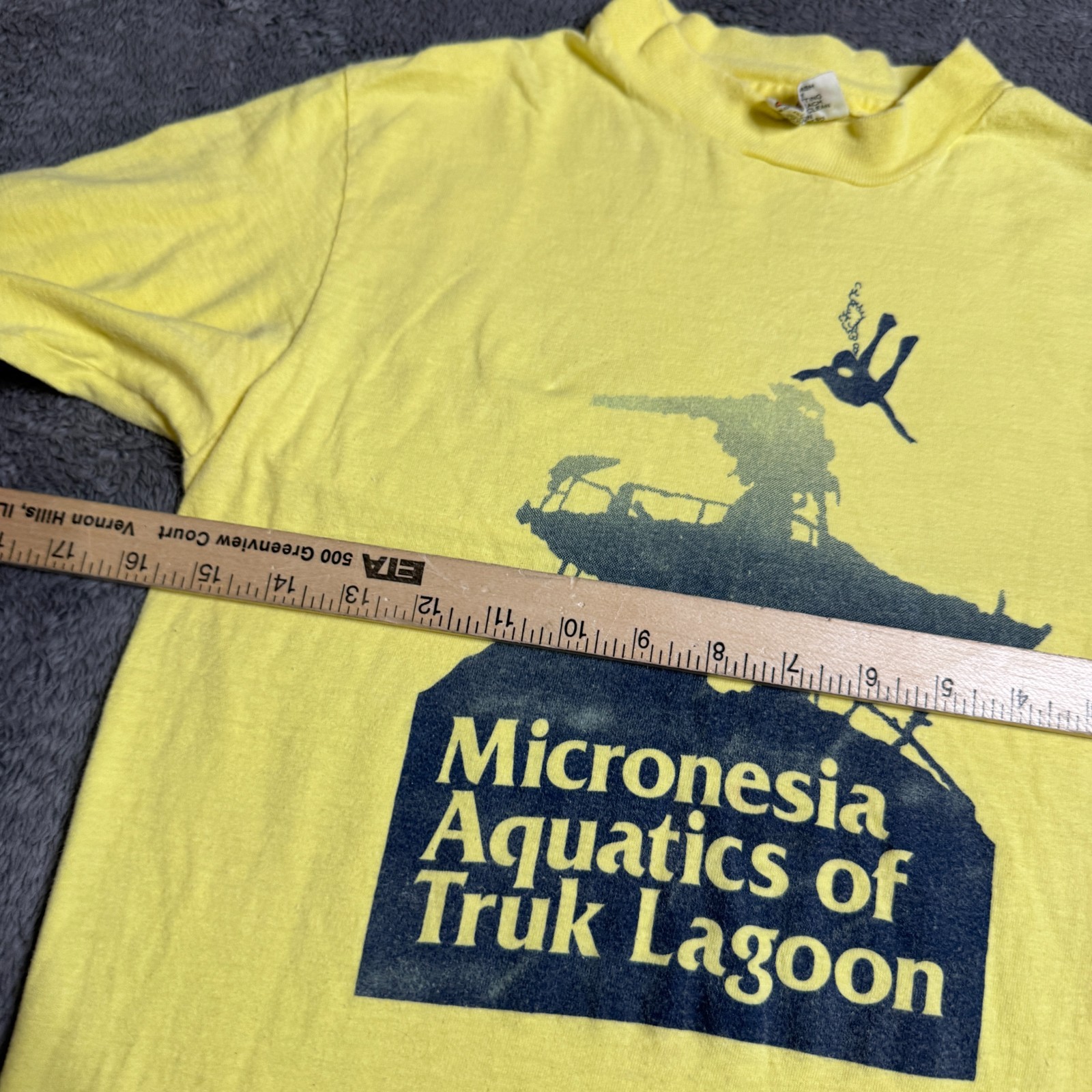 Vintage 70s Wreck Diving Shirt S Micronesia Aquatics of Truk Lagoon WW2 Ships gallery