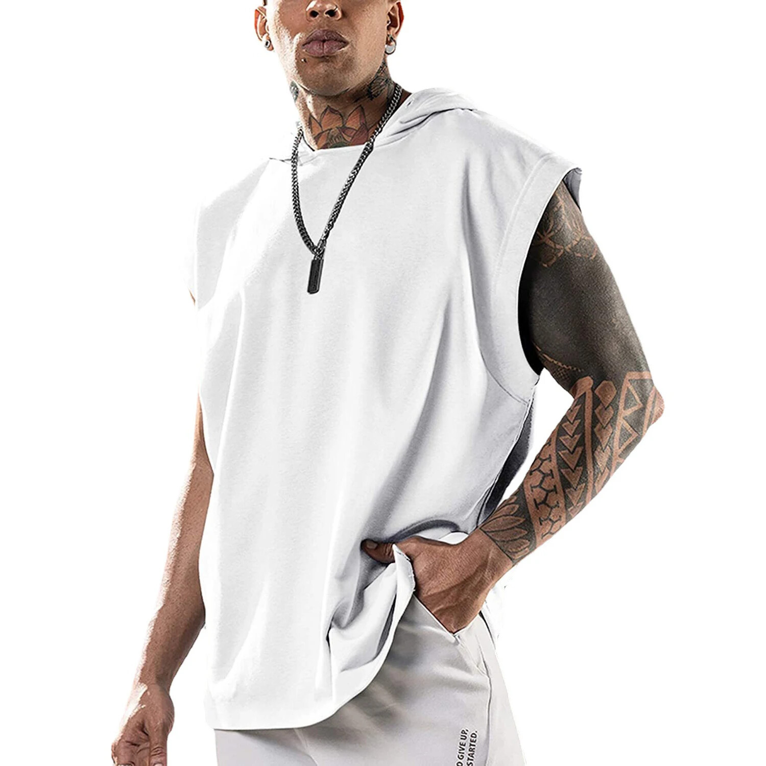 Men's Workout Hoodie Sleeveless Vest Muscle Tank Tops Gym Fitness Bodybuilding‹ gallery