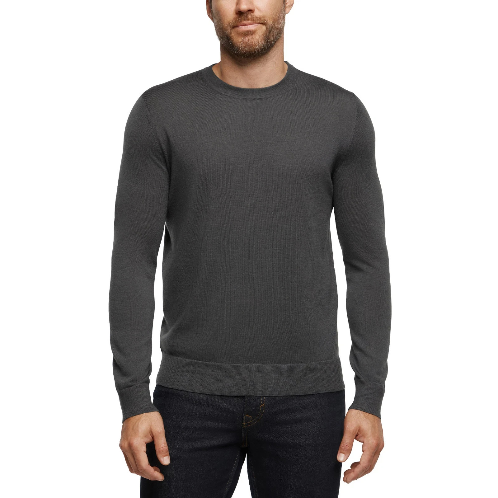 Banana Republic Men’s Merino Wool Crew Neck Sweater, Gray, Size M gallery
