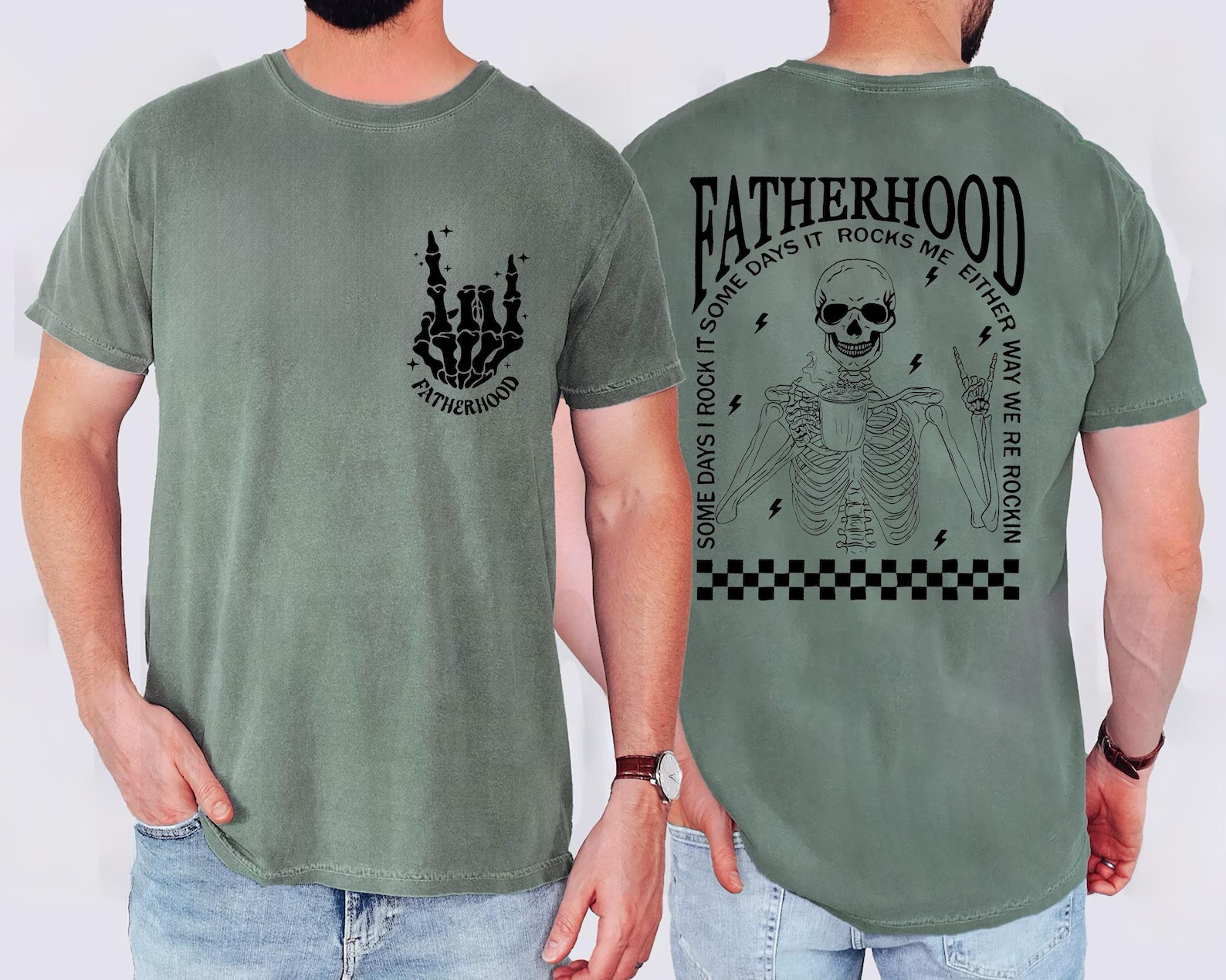 Fatherhood Shirt Funny Skeleton Dad Retro Father’s Day Tee S-2XL