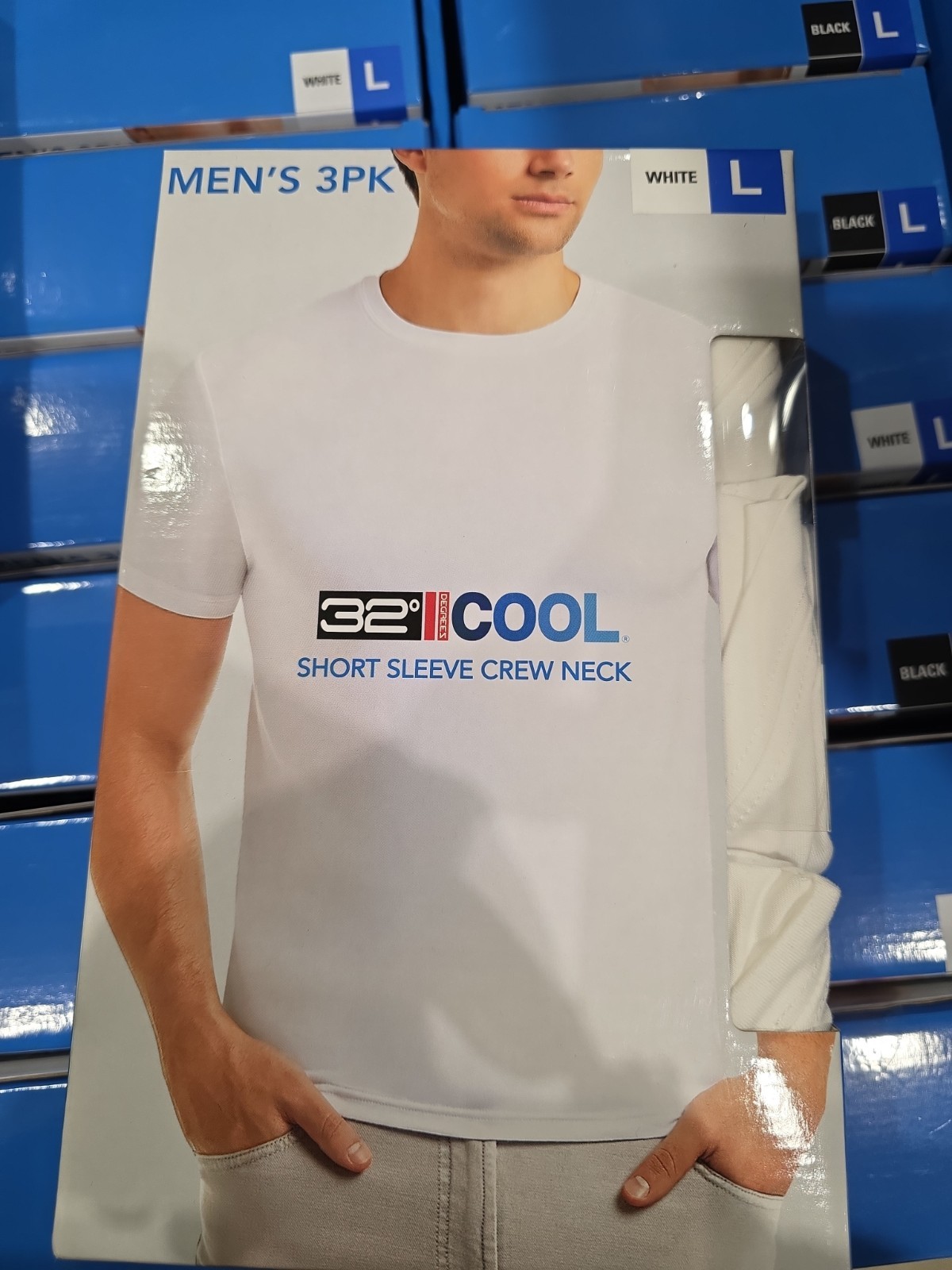 32 Degrees Cool Men's 3 Pack Short Sleeve Crew Neck Shirt, White, Size L gallery