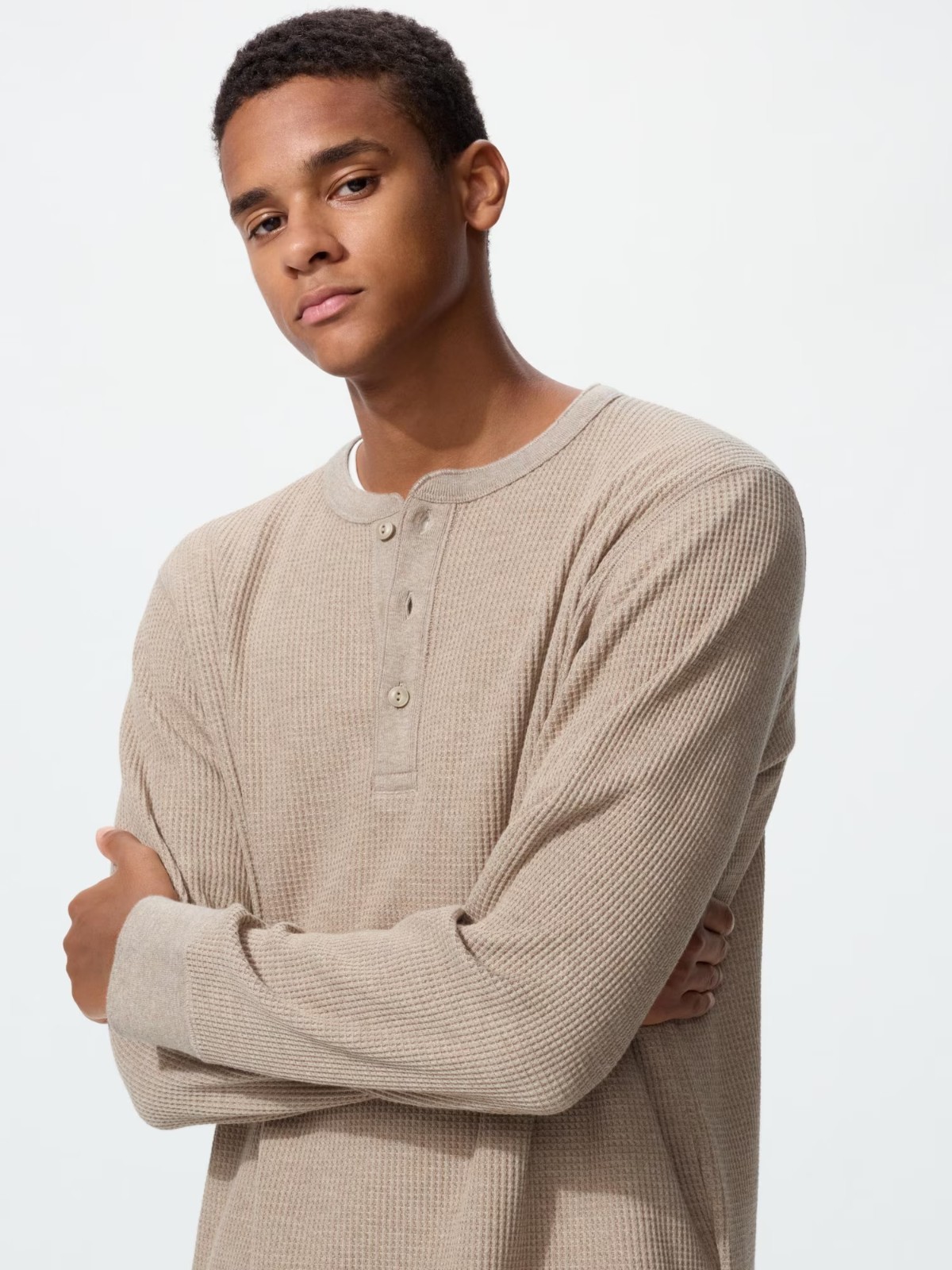 UNIQLO Waffle Henley Neck T-Shirt XS-4XL Men Regular Fit 482766 NWT gallery