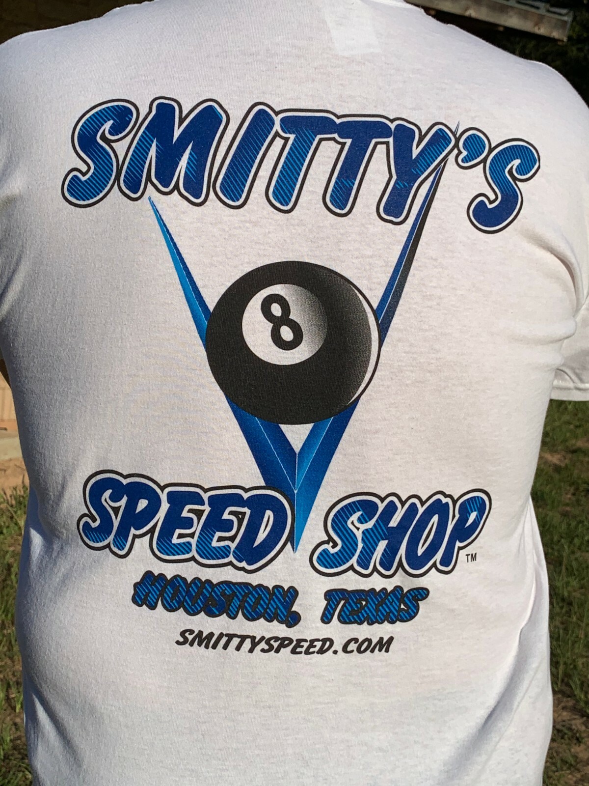 Smitty’s Speed Shop White V8 TradeMark Hot Rod T-shirt
